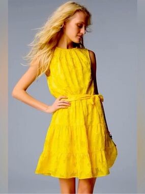 Simply Vera Vera Wang Bright Yellow Tiered Sleeveless Dress